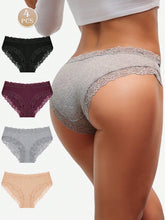 4pcs Women Minimalist Comfortable Lace Patchwork Seamless Underwear Panty Set