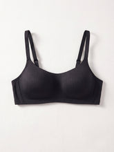 Comfortable Black Casual Stripe Wireless Soft Cup Solid Bralette