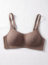 Comfortable Sandalwood Casual Stripe Wireless Soft Cup Solid Bralette