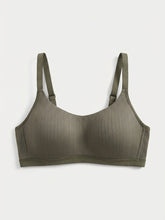 Comfortable Sage Casual Stripe Wireless Soft Cup Solid Bralette
