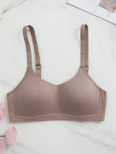 Comfortable Mauve Casual Stripe Wireless Soft Cup Solid Bralette