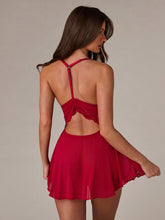 2pcs Set Sexy Lace & Mesh Backless A-Line Dress