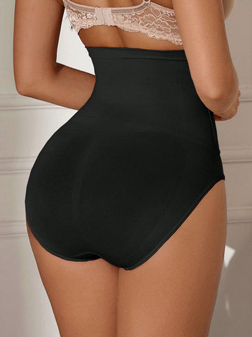 1pc Seamless High Waist Abdomen Control Waist Lifting Shaping Briefs With Front Opening Hook