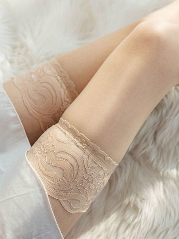 1pc Ultra-Thin Lace Trim Ladies Sexy Thigh High Stockings