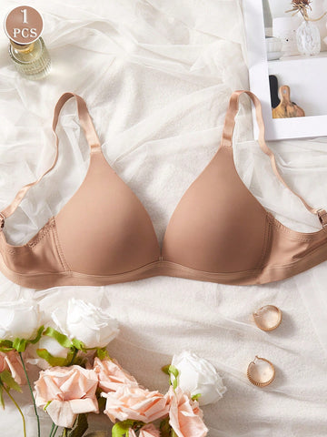 1pc V-Style Lady's Comfortable Wireless Soft Cup Solid Underwear Bra