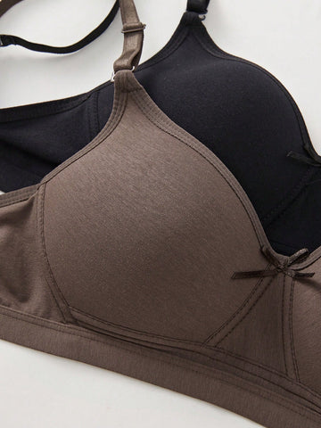Comfortable Wireless Soft Cup Solid Bra