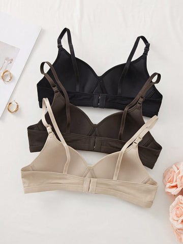Comfortable Wireless Soft Cup Solid Bra