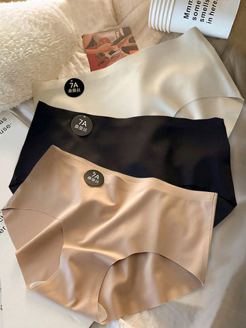 3pcs Women's Seamless Solid Color Breathable Comfort Brief