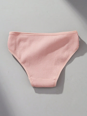 4pcs/Set Women's Comfortable Low Waist Contrast Lace Ribbed Panties