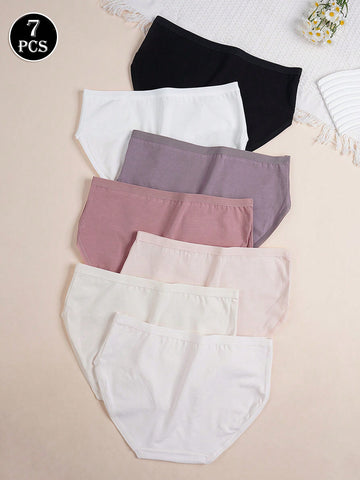 7pcs/Set Solid Color Bowknot Briefs