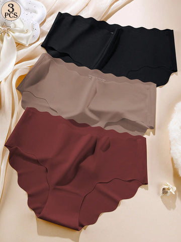 3pcs/Pack Seamless Ice Silk Brief Panties