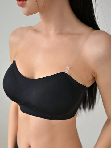 Removable Transparent Strap Bandeau Wireless Bra