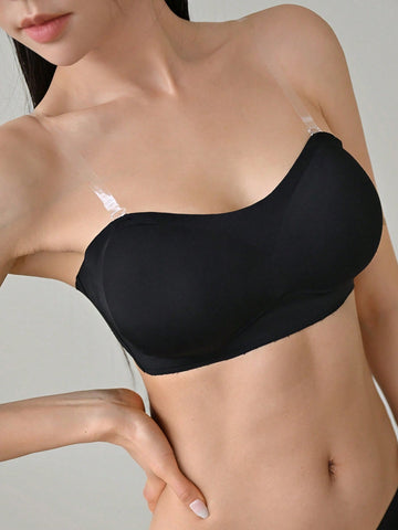 Removable Transparent Strap Bandeau Wireless Bra