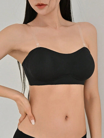 Removable Transparent Strap Bandeau Wireless Bra