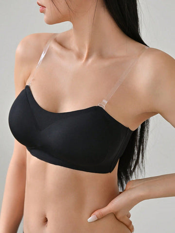 Removable Transparent Strap Bandeau Wireless Bra