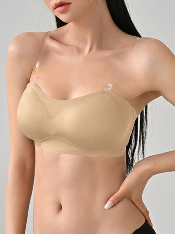 Removable Transparent Strap Strapless Wireless Bra