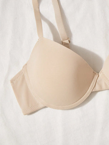 Women's Apricot Plain Backless Medium Stretch Everyday Bra For Comfort