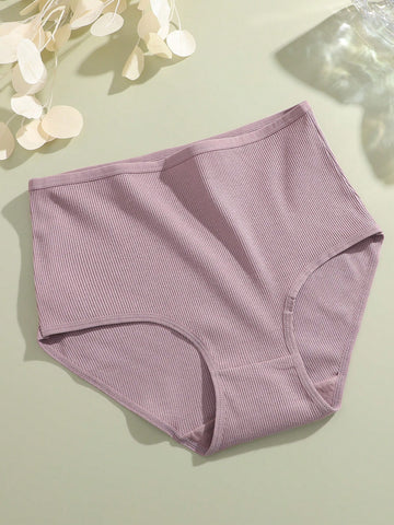 4pcs High Waist Seamless Solid Color Briefs