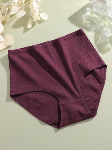 4pcs High Waist Seamless Solid Color Briefs