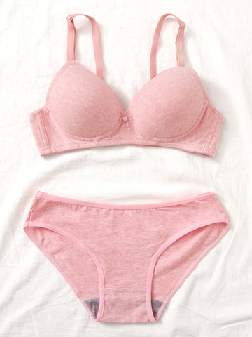 Full Cup Solid Lingerie Set