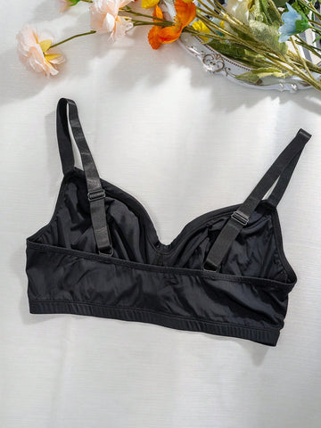 Romantic Black Bra With Spaghetti Straps And No Chest Pad