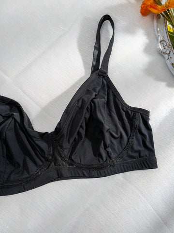 Romantic Black Bra With Spaghetti Straps And No Chest Pad