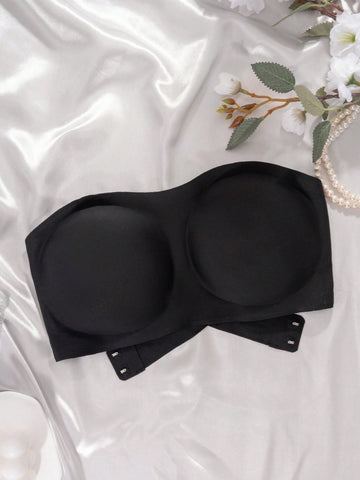 Seamless Underwire-Free Bra, Sexy One-Shoulder Design With Non-Slip Sides, Removable Pads And Criss-Cross Back, Strapless