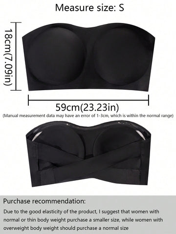 Seamless Underwire-Free Bra, Sexy One-Shoulder Design With Non-Slip Sides, Removable Pads And Criss-Cross Back, Strapless