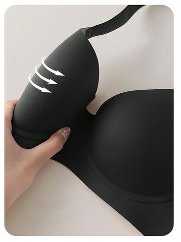 Women Simple Solid Color Underwear, Thin, Wire-Free, Comfortable Bra That Gathers And Lifts, Prevents Sagging, Full Coverage, Seamless Bra