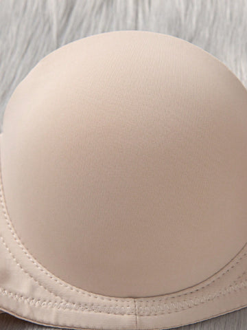 Casual Plain Medium Stretch Strapless Bras With Padded Cups And Backless Design For Everyday Wear