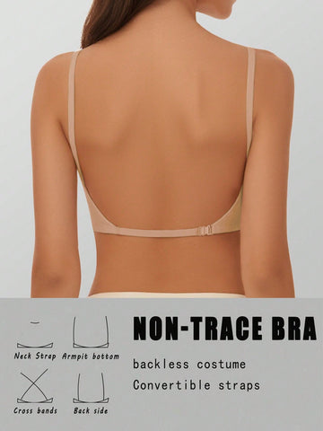 Seamless Backless Strapless Bra - Lightweight & Breathable Thin Cup, Adjustable & Convertible Shoulder Straps - Removable Padding