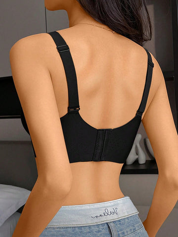 Women Simple Solid Color Underwear, Thin, Wire-Free, Comfortable Bra That Gathers And Lifts, Prevents Sagging, Full Coverage, Seamless Bra