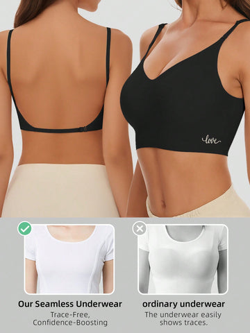 Seamless Backless Strapless Bra - Lightweight & Breathable Thin Cup, Adjustable & Convertible Shoulder Straps - Removable Padding