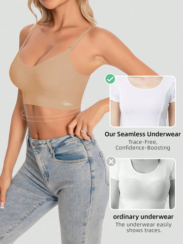 Seamless Backless Strapless Bra - Lightweight & Breathable Thin Cup, Adjustable & Convertible Shoulder Straps - Removable Padding