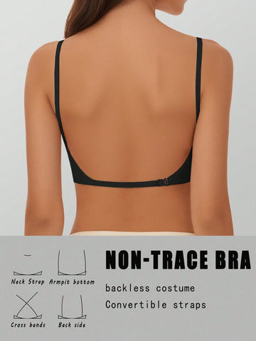 Seamless Backless Strapless Bra - Lightweight & Breathable Thin Cup, Adjustable & Convertible Shoulder Straps - Removable Padding