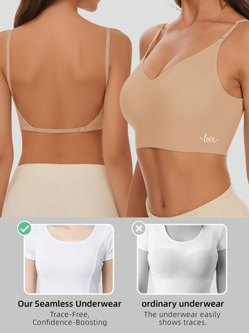 Seamless Backless Strapless Bra - Lightweight & Breathable Thin Cup, Adjustable & Convertible Shoulder Straps - Removable Padding