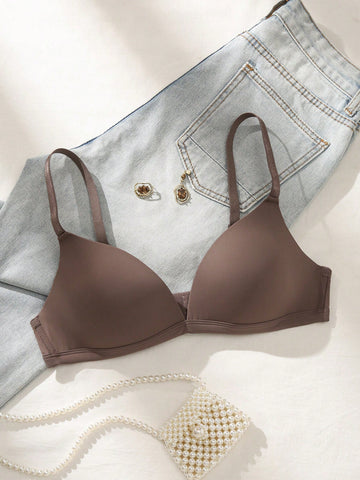 Women's Solid Color Spaghetti Strap Minimalist Fitted Casual Bra