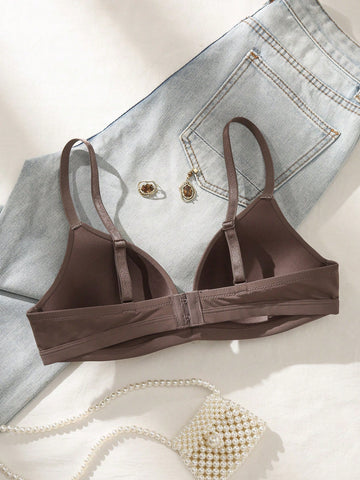 Women's Solid Color Spaghetti Strap Minimalist Fitted Casual Bra